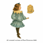 Colorized cover artwork from Early 1900s Girls Dress Downloads, featuring a 6-year-old girl in a puff-sleeved, circular-skirted Edwardian dress with period-accurate detailing.