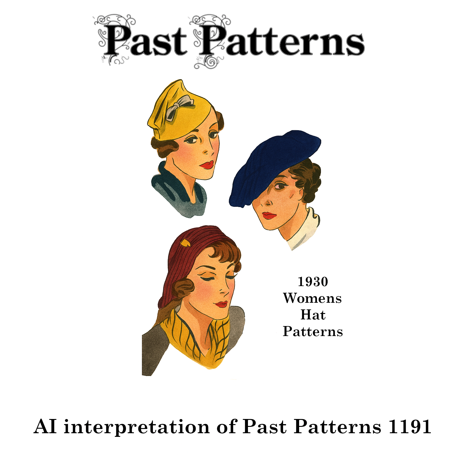 Early 1930s Ladies Hats Downloads – Du Barry Pattern 1191B by Past Patterns
