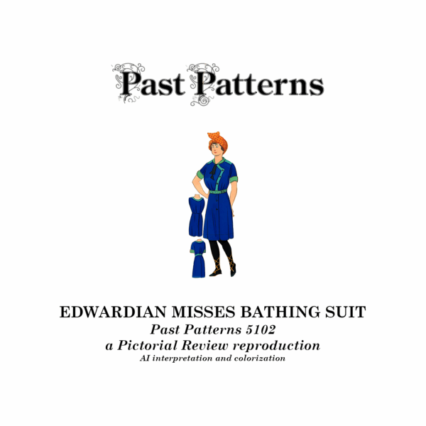 Edwardian Misses Bathing Suit Downloads colorized 1913 fashion illustration inspired by original artwork