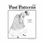 1850s Hoop Skirt Downloads | Past Patterns 0712 Black and white reproduction of the original Past Patterns 0712 cover showing the 1850s hoop skirt with detachable flounce, labeled for 1850s Hoop Skirt Downloads.