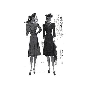 Early 1940s Dress with Gathered Waist Downloads | Past Patterns 3924